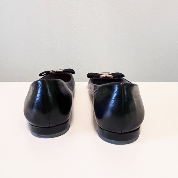 Tory Burch Gemini Link Bow Black Leather Ballet Flats Size 8 - Picture 5 of 12